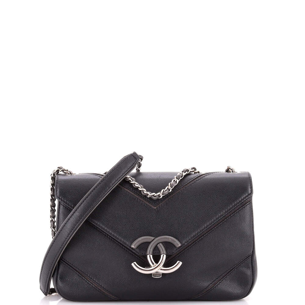 Chanel Large Macro Flap Bag Chevron Caviar